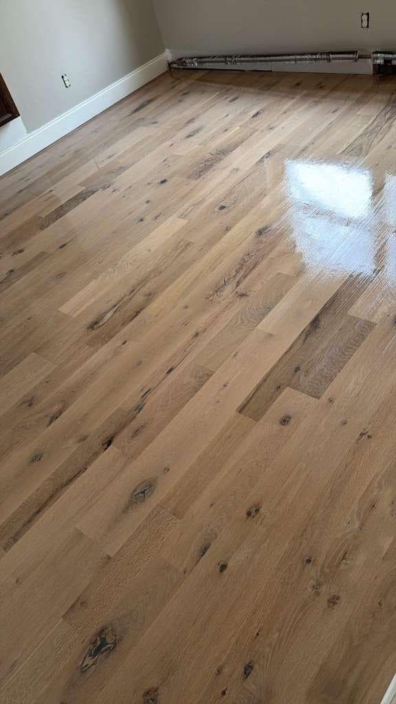 Close-up of a refinished hardwood floor